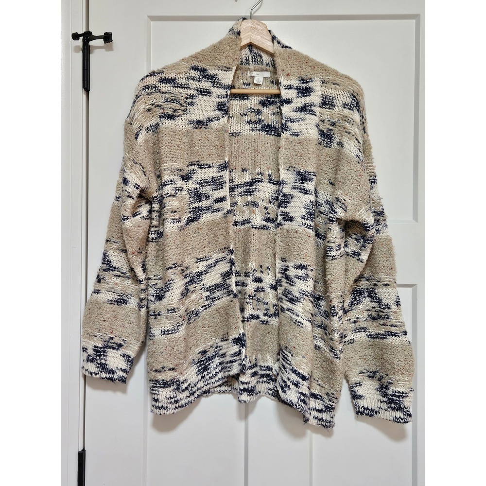 C EST. 1946 Womens Small Open Front Knit Cardigan Sweater Boho Cozy Beige